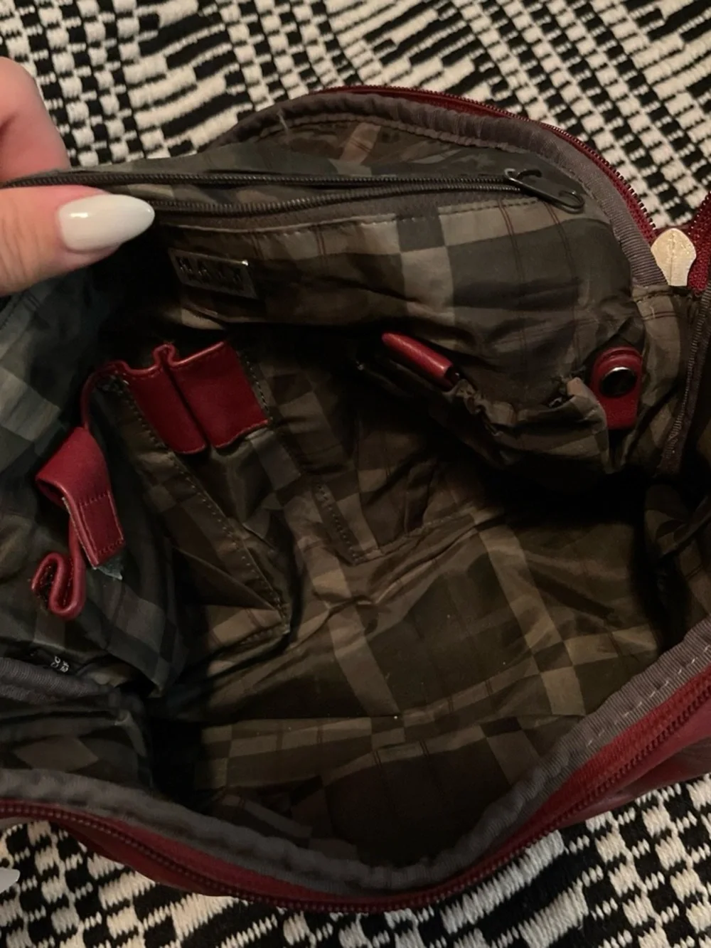 Men's Red Leather-Trim Crossbody Bag